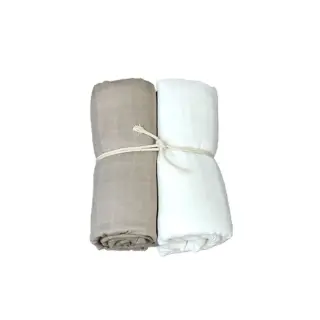 Produktfoto för Mini Dreams muslinfilt 70x70 cm 2-pack, vit/linne