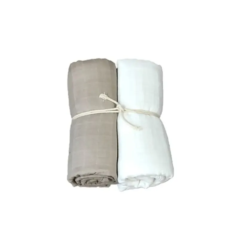 Alternativ bild 0 för Mini Dreams muslinfilt 70x70 cm 2-pack, vit/linne
