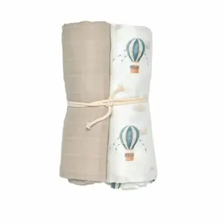 Produktfoto för Mini Dreams Muslinfilt Vintage Balloon 2-pack (Blå)