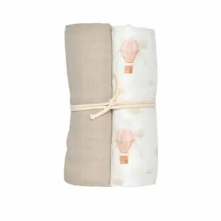 Produktfoto för Mini Dreams Muslinfilt Vintage Balloon 2-pack (Rosa)