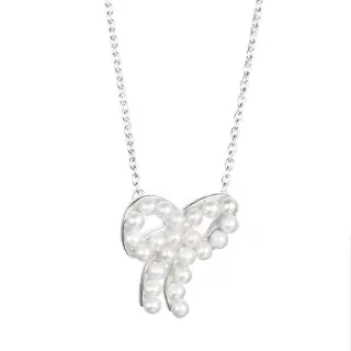 Produktfoto för Mini Pearls Bow Halsband Silver 42-45 cm