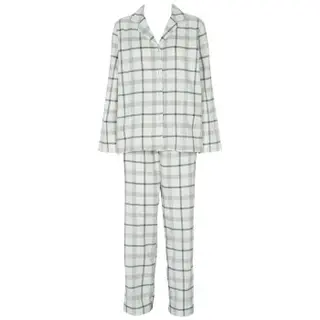 Produktfoto för Missya Check Flannel Pyjama Blå/Vit bomull Small Dam