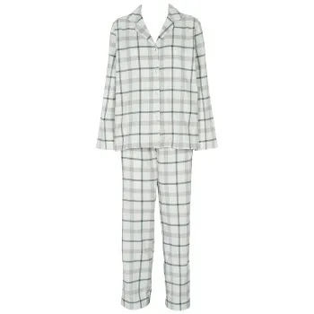 Alternativ bild 0 för Missya Check Flannel Pyjama Blå/Vit bomull X-Large Dam