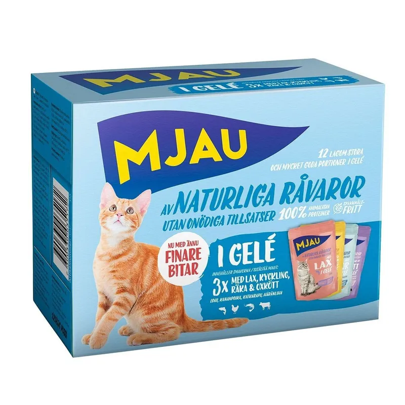Bild 2 för Mjau Multipack Kött- och Fisksmaker i Gelé 12x85 g