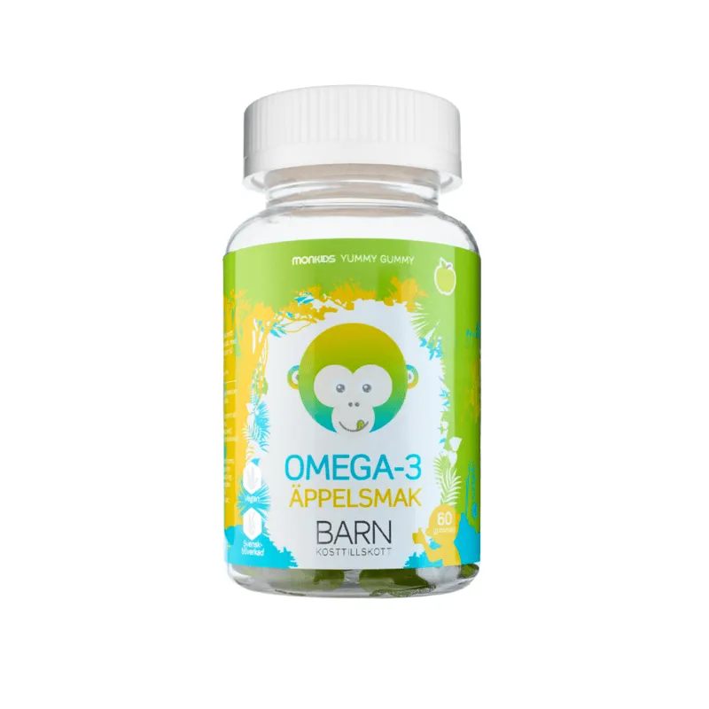 Bild 1 för Monkids Omega-3 Barn Äpple 60 tuggtabletter