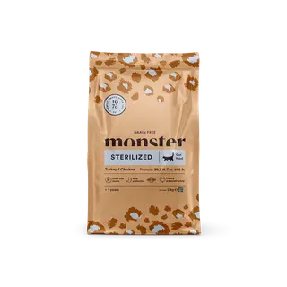 Produktfoto för Monster Cat Adult Grain Free Sterilized Turkey & Chicken (2 kg)