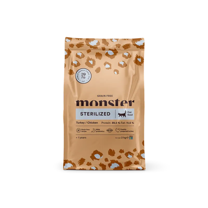 Alternativ bild 0 för Monster Cat Adult Grain Free Sterilized Turkey & Chicken (2 kg)