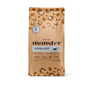 Produktfoto för Monster Cat Adult Grain Free Sterilized Turkey & Chicken (6 kg)