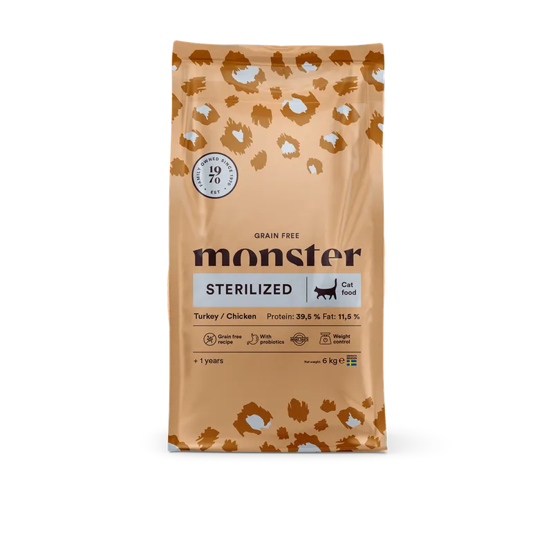 Alternativ bild 0 för Monster Cat Adult Grain Free Sterilized Turkey & Chicken (6 kg)