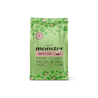 Produktfoto för Monster Cat  Adult Grain Free Turkey & Chicken (2 kg)