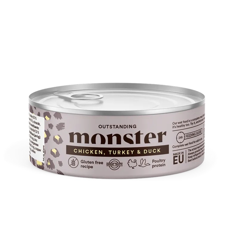 Alternativ bild 0 för Monster Cat Adult Multi Protein Chicken, Turkey & Duck 100 g