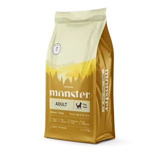 Produktfoto för Monster Dog Adult All Breed Kyckling & Kalkon (12 kg)