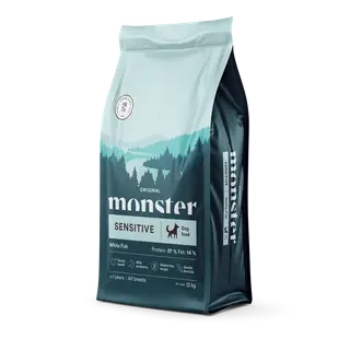 Produktfoto för Monster Dog Adult All Breed Sensitive Vit Fisk (12 kg)