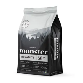 Produktfoto för Monster Dog Adult All Breeds Dynamite Kyckling & Kalkon (2 kg)