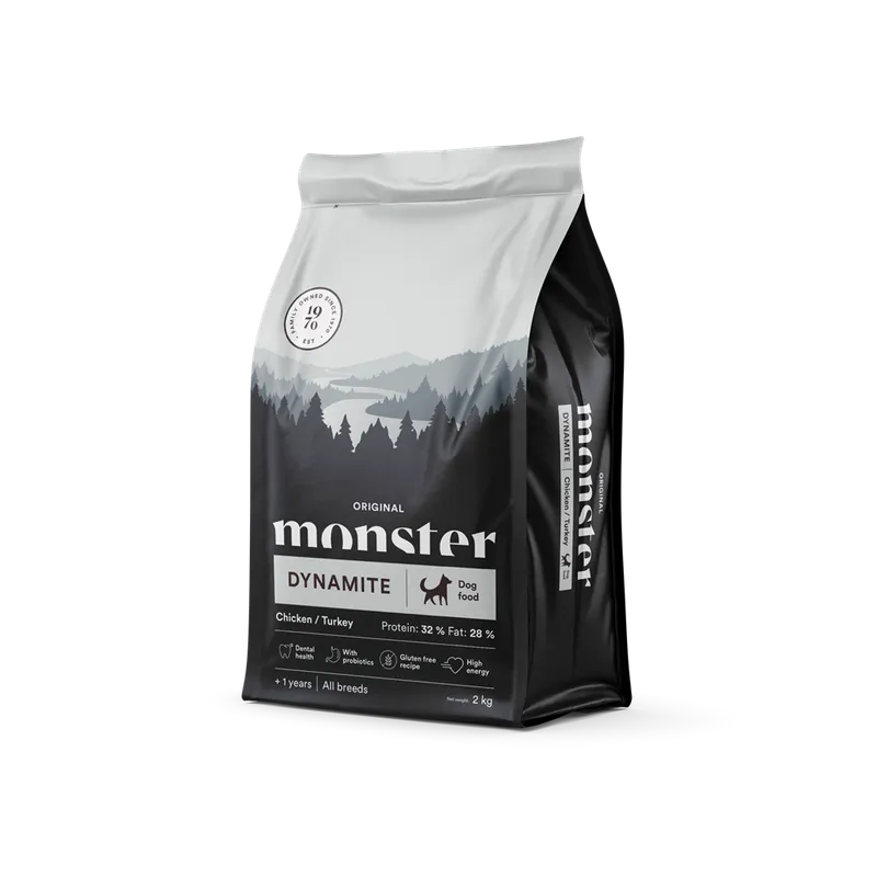 Alternativ bild 0 för Monster Dog Adult All Breeds Dynamite Kyckling & Kalkon (2 kg)