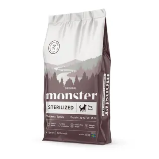 Produktfoto för Monster Dog Adult All Breeds Sterilized Kyckling & Kalkon (12 kg)