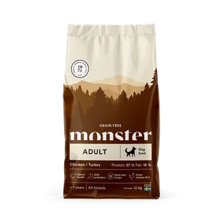 Produktfoto för Monster Dog Adult Grain Free All Breed Kyckling & Kalkon (12 kg)