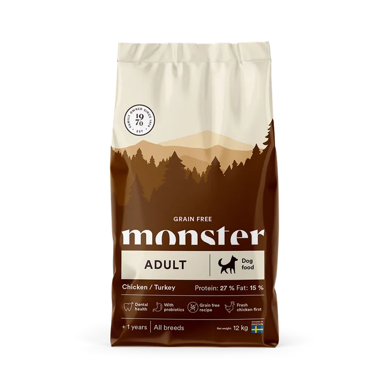 Alternativ bild 0 för Monster Dog Adult Grain Free All Breed Kyckling & Kalkon (12 kg)