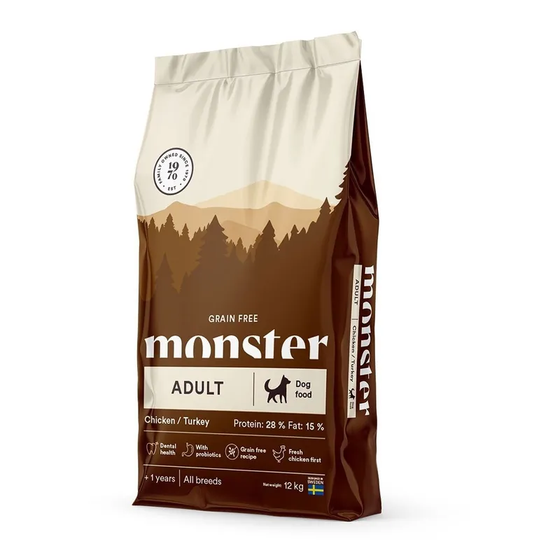 Alternativ bild 0 för Monster Dog Adult Grain Free All Breed Kyckling & Kalkon (12 kg)