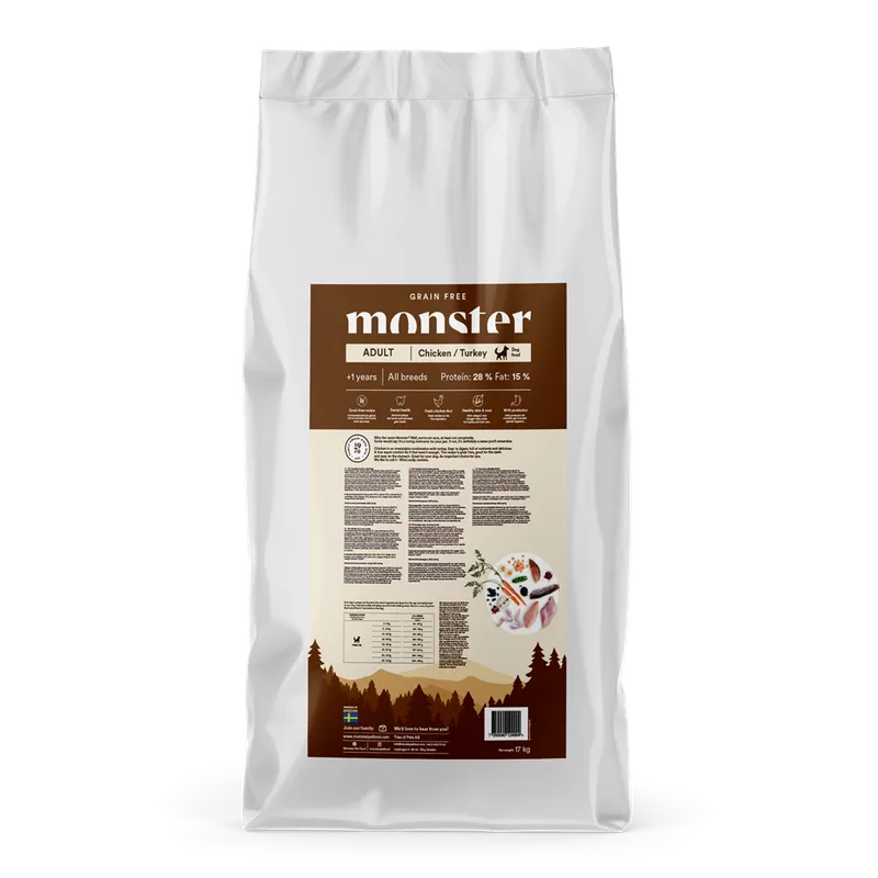 Alternativ bild 0 för Monster Dog Adult Grain Free All Breed Kyckling & Kalkon (17 kg)