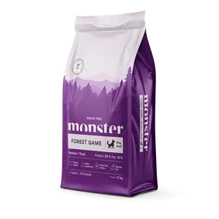 Produktfoto för Monster Dog Adult Grain Free All Breeds Forest Game Hjort & Anka (12 kg)