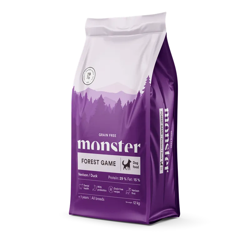 Alternativ bild 0 för Monster Dog Adult Grain Free All Breeds Forest Game Hjort & Anka (12 kg)