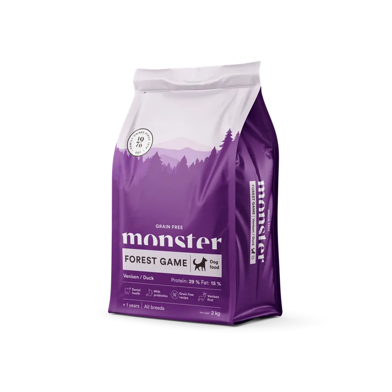 Alternativ bild 0 för Monster Dog Adult Grain Free All Breeds Forest Game Hjort & Anka (2 kg)