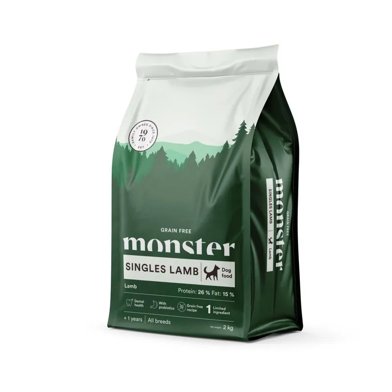 Alternativ bild 0 för Monster Dog Adult Grain Free All Breeds Singles Lamm (2 kg)