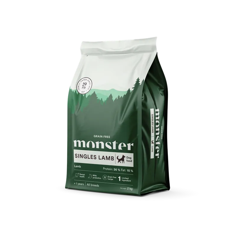 Alternativ bild 0 för Monster Dog Adult Grain Free All Breeds Singles Lamm (2 kg)