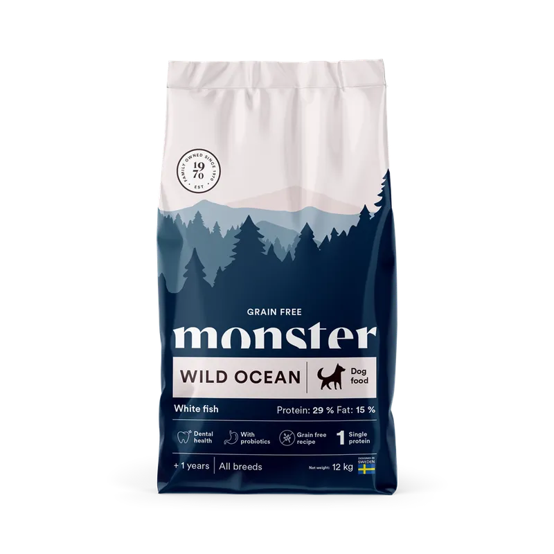 Alternativ bild 0 för Monster Dog Adult Grain Free Wild Ocean Vit Fisk (12 kg)