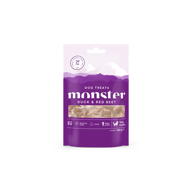 Alternativ bild 0 för Monster Dog Treats Duck & Red Beet 100 g