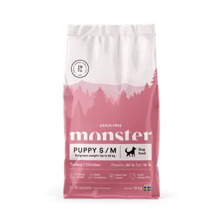 Produktfoto för Monster Puppy Grain Free Small & Medium Kalkon & Kyckling (12 kg)