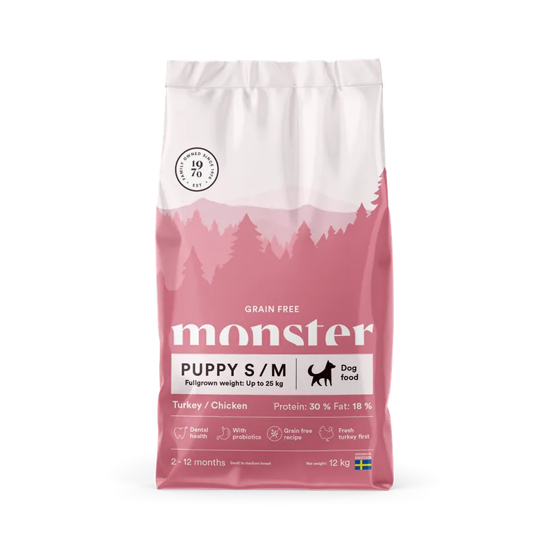Alternativ bild 0 för Monster Puppy Grain Free Small & Medium Kalkon & Kyckling (12 kg)