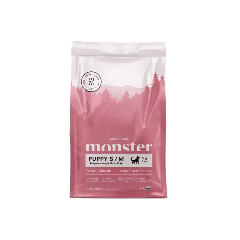 Bild 2 för Monster Puppy Grain Free Small & Medium Kalkon & Kyckling (2 kg)