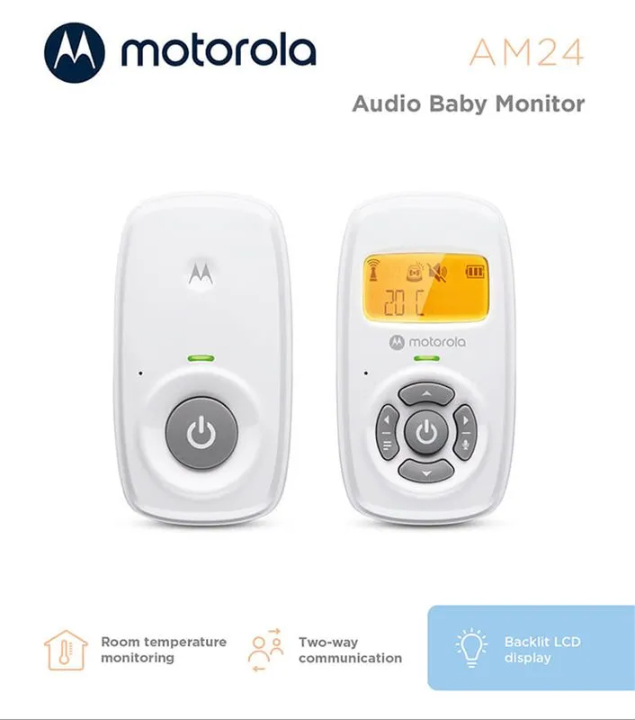 Bild 2 för Motorola AM24, DECT babyvakt, 300 m, Vit, Bärnsten, Batteri