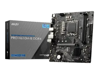 Produktfoto för MSI PRO H610M-G DDR4 - Moderkort - micro ATX - LGA1700-uttag - H610 Chipuppsättning - USB 3.2 Gen 1 - Gigabit LAN - inbyggda grafiken (CPU krävs) - HD-ljud (8 kanaler)