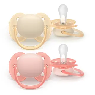 Produktfoto för Philips Avent Ultra Soft Napp 0 till 6 månader Gul Rosa 2 st