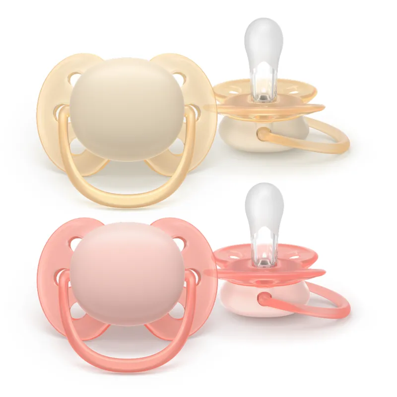 Bild 1 för Philips Avent Ultra Soft Napp 0 till 6 månader Gul Rosa 2 st