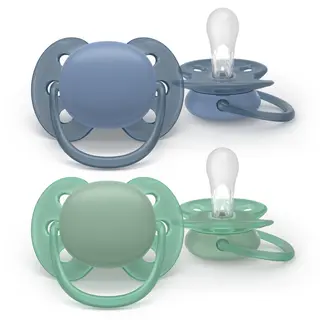 Produktfoto för Philips Avent Ultra Soft napp, 6-18 månader, grå/grön, 2 st
