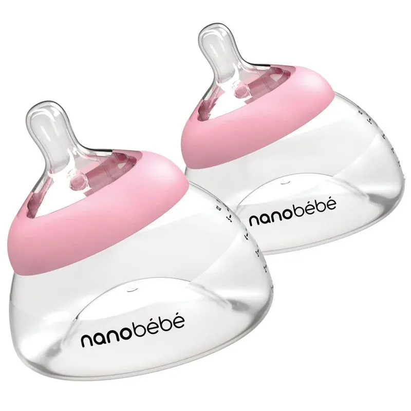 Bild 1 för Nanobebe bröstmjölksflaska Anti-kolik 150 ml 2-pack, rosa