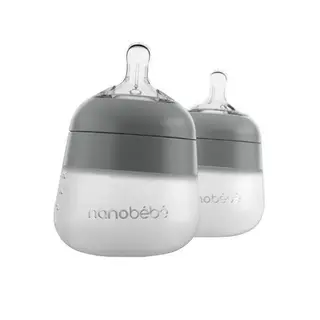 Produktfoto för Nanobebe Flexy silikonflaska Anti-kolik 150 ml 2-pack, grå