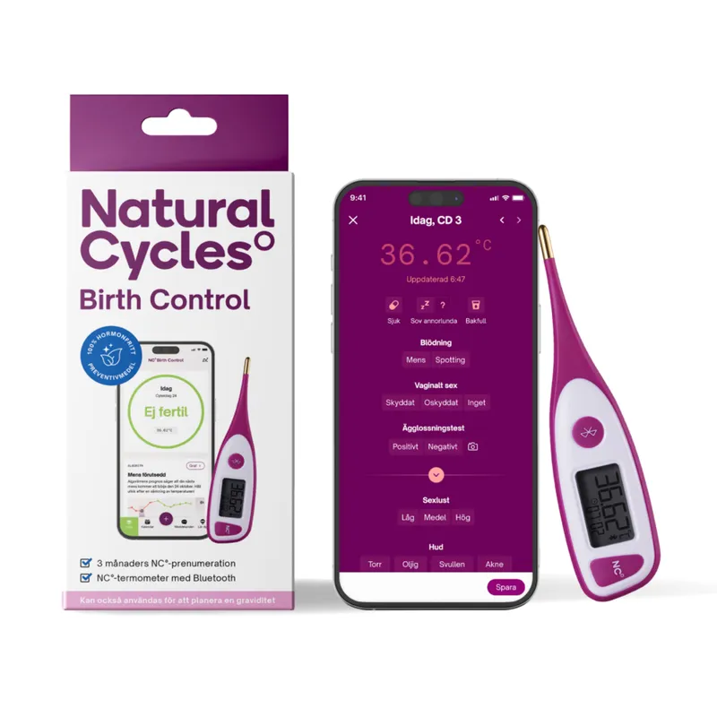 Bild 2 för Natural Cycles NC° Birth Control 3-månadersprenumeration + NC° Termometer Bluetooth