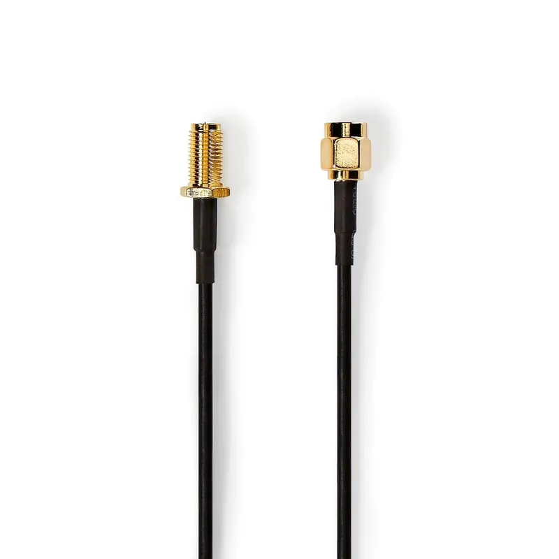 Bild 1 för Nedis Antennkabel | RP SMA Hane | RP SMA Hona | Guldplaterad | 50 Ohm | Enskaligt skydd | 5.00 m | Rund | PVC | Svart | Label