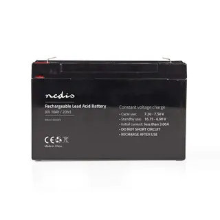 Produktfoto för Nedis BALA100006V, Slutna blybatterier (VRLA), 6 V, 1 styck, Svart, 10000 Ah, 53 mm