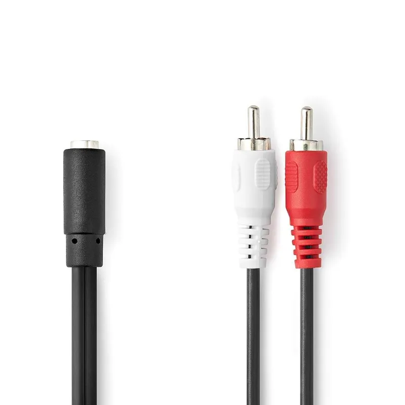 Bild 1 för Nedis CAGB22255BK02, 2 x RCA, Hankontakt, 3,5 mm, Hakkontakt, 0,2 m, Svart