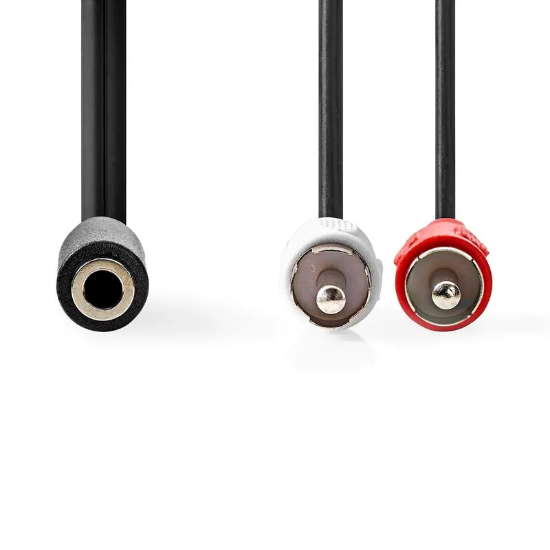 Bild 2 för Nedis CAGB22255BK02, 2 x RCA, Hankontakt, 3,5 mm, Hakkontakt, 0,2 m, Svart