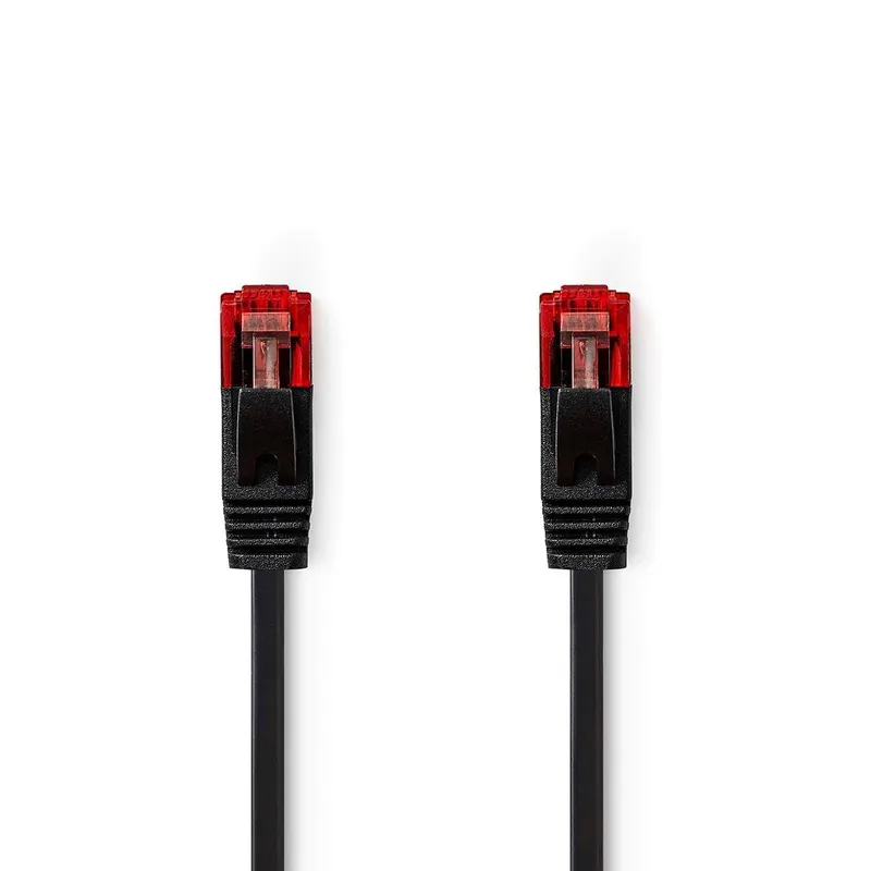 Bild 1 för Nedis CAT6 Nätverkskabel | RJ45 hane | RJ45 hane | U/UTP | 2.00 m | Snagless | Platt | PVC | Svart | Label