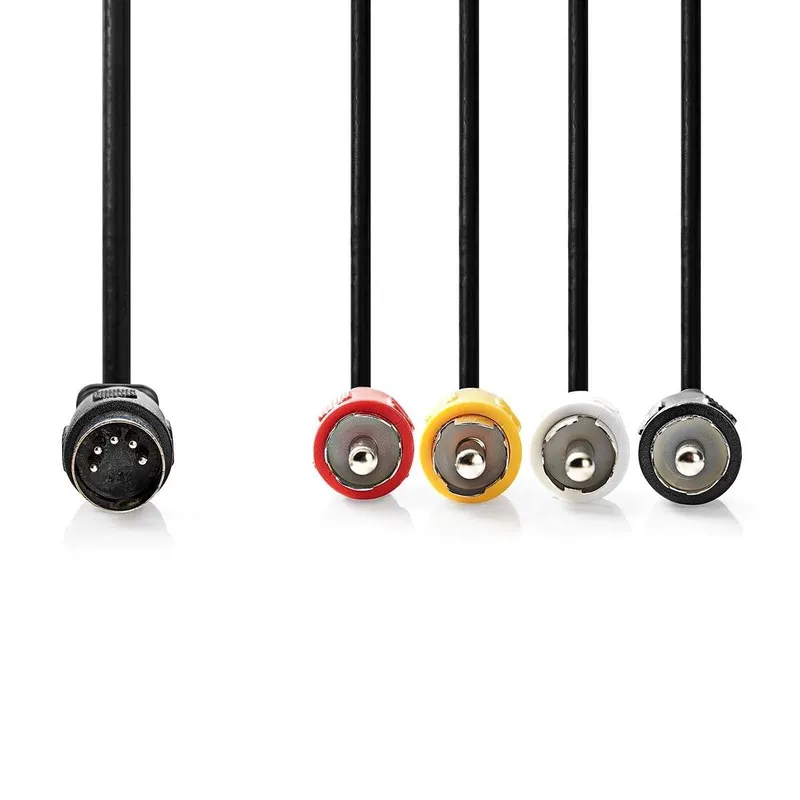 Bild 2 för Nedis DIN ljudkabel | DIN 5-Pin Hane | 4x RCA Hane | Nickelplaterad | 1.00 m | Rund | PVC | Svart | Label