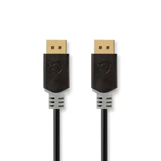 Produktfoto för Nedis Displayport-kabel | DisplayPort Hane | DisplayPort Hane | 8K@60Hz | Guldplaterad | 2.00 m | Rund | PVC | Antracit | Låda