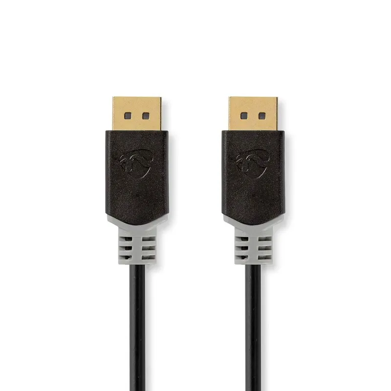 Bild 1 för Nedis Displayport-kabel | DisplayPort Hane | DisplayPort Hane | 8K@60Hz | Guldplaterad | 2.00 m | Rund | PVC | Antracit | Låda